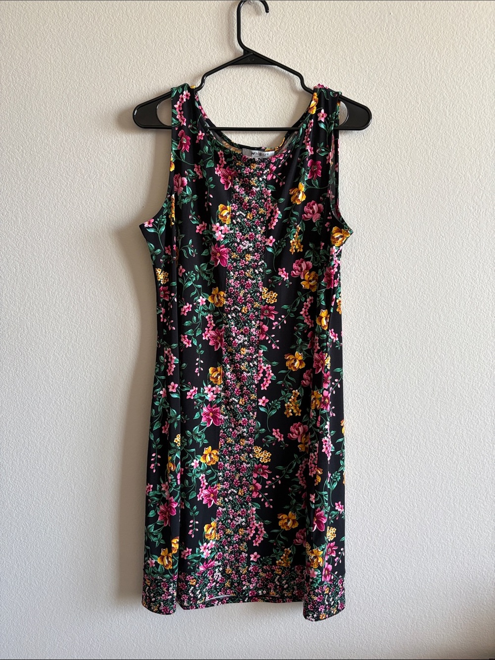 White House Black Market Floral Sleeveless Mini Dress Black Stretch Size L